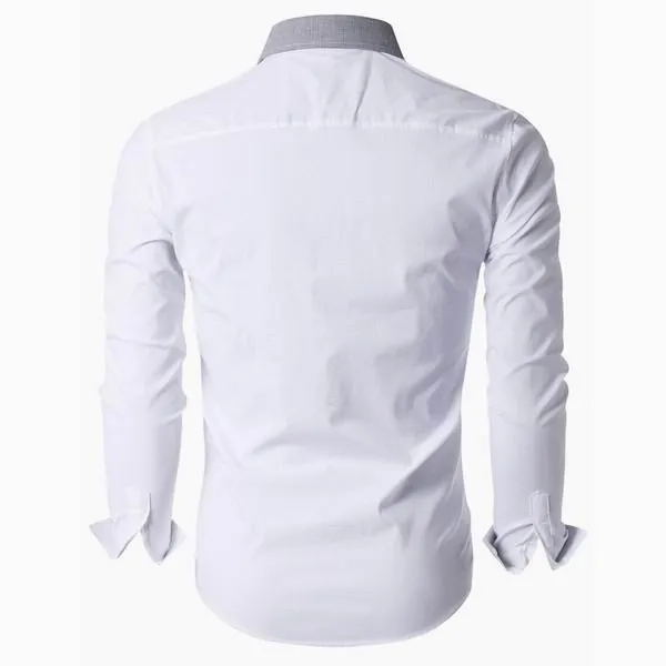 Long Sleeve Designer Shirts for Men Business Casual Solid Color Turn-Down Slim Fit