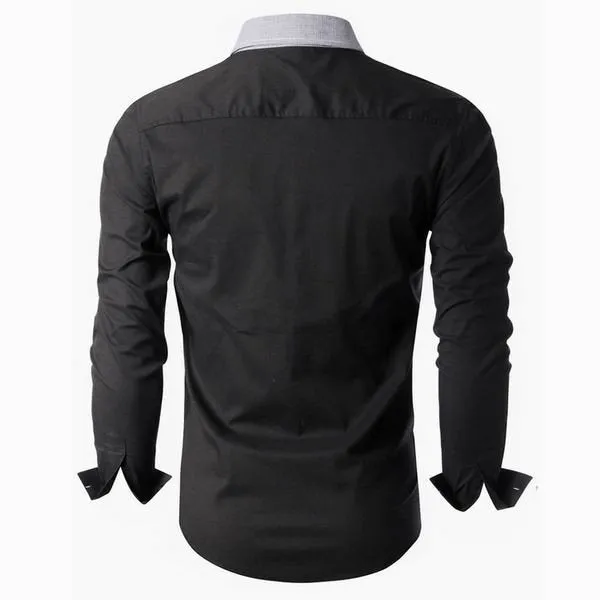 Long Sleeve Designer Shirts for Men Business Casual Solid Color Turn-Down Slim Fit