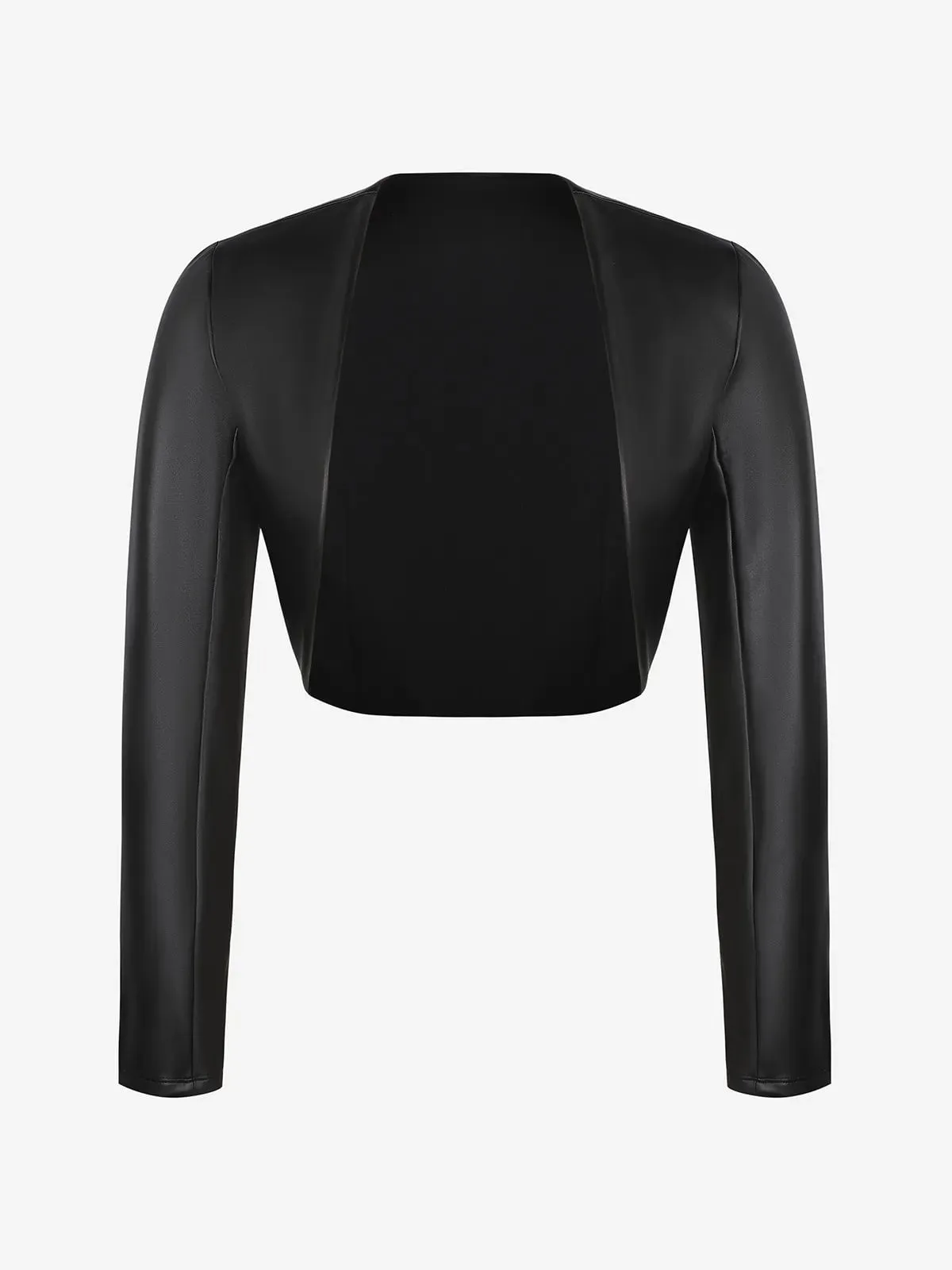 Long Sleeve Faux Leather Bolero Jacket