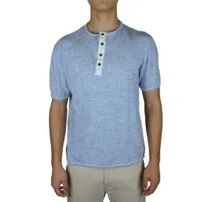 Loop & Weft Super Slub Henley (Heather Blue)