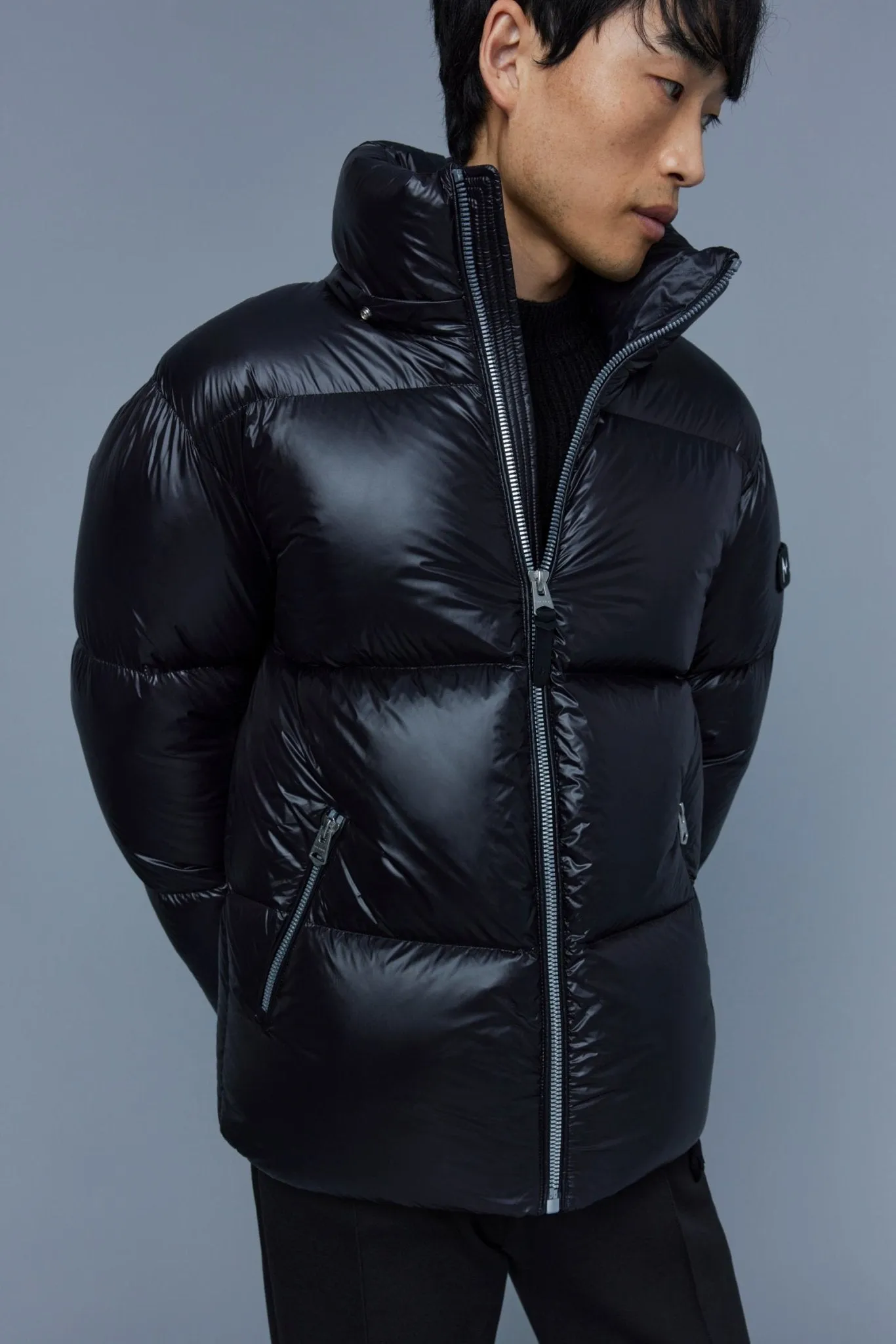 MACKAGE KENT-SH - Lustrous Light Down Jacket With Shearling