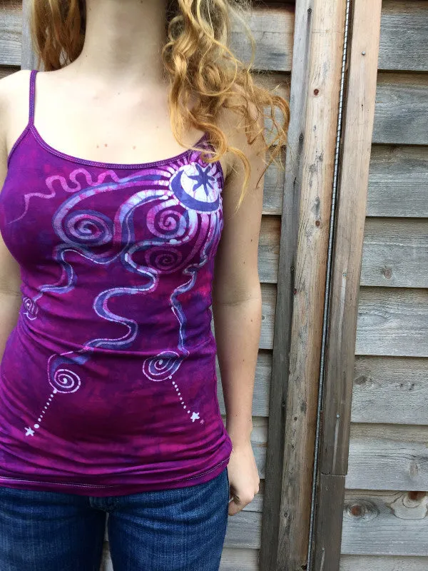 Magenta Moondance Stretchy Batik Camisole - Medium