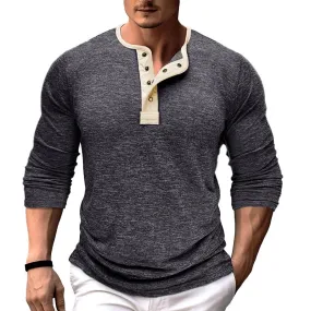 Men's Long Sleeve T-shirt Outdoor Bottoming Henley Shirt 67667932L