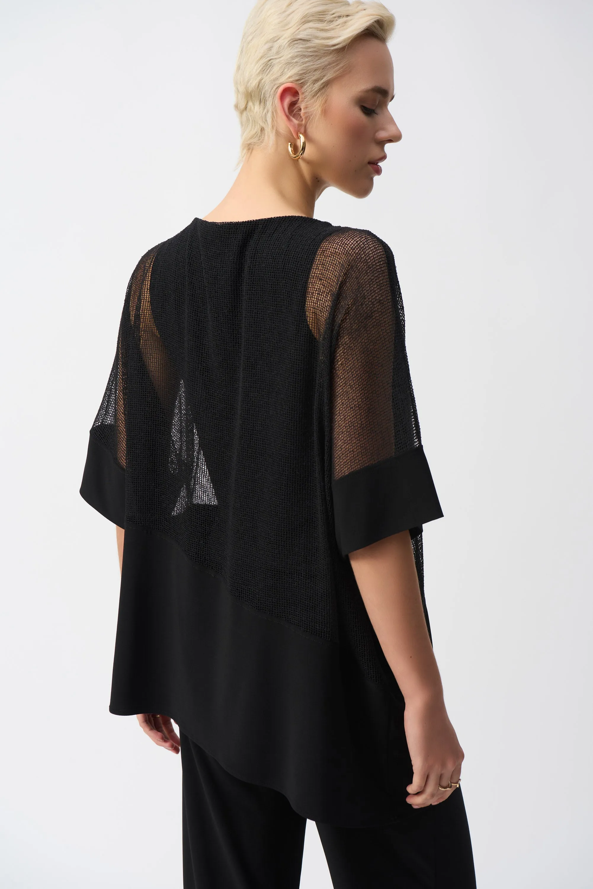 Mesh And Silky Knit Cocoon Top