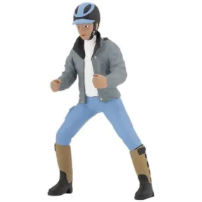 Papo Young Horse Rider with Blue Jodhpurs