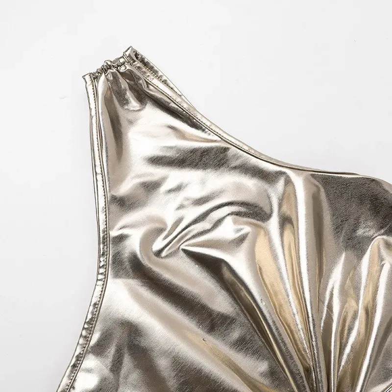 Party One-Shoulder Metallic Dress for Elegant Cocktails