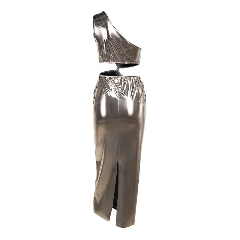 Party One-Shoulder Metallic Dress for Elegant Cocktails