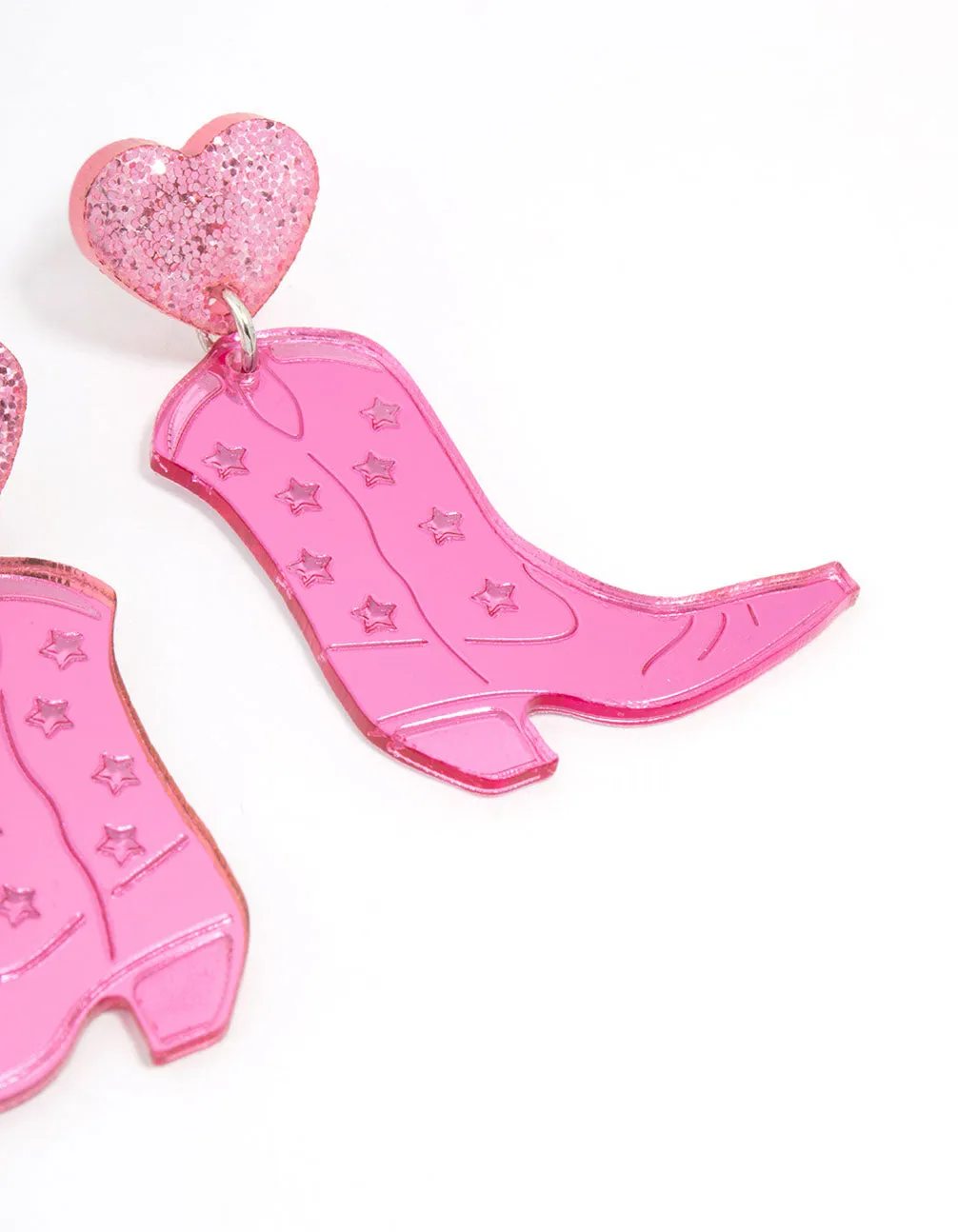 Pink Cowgirl Boot Drop Earrings