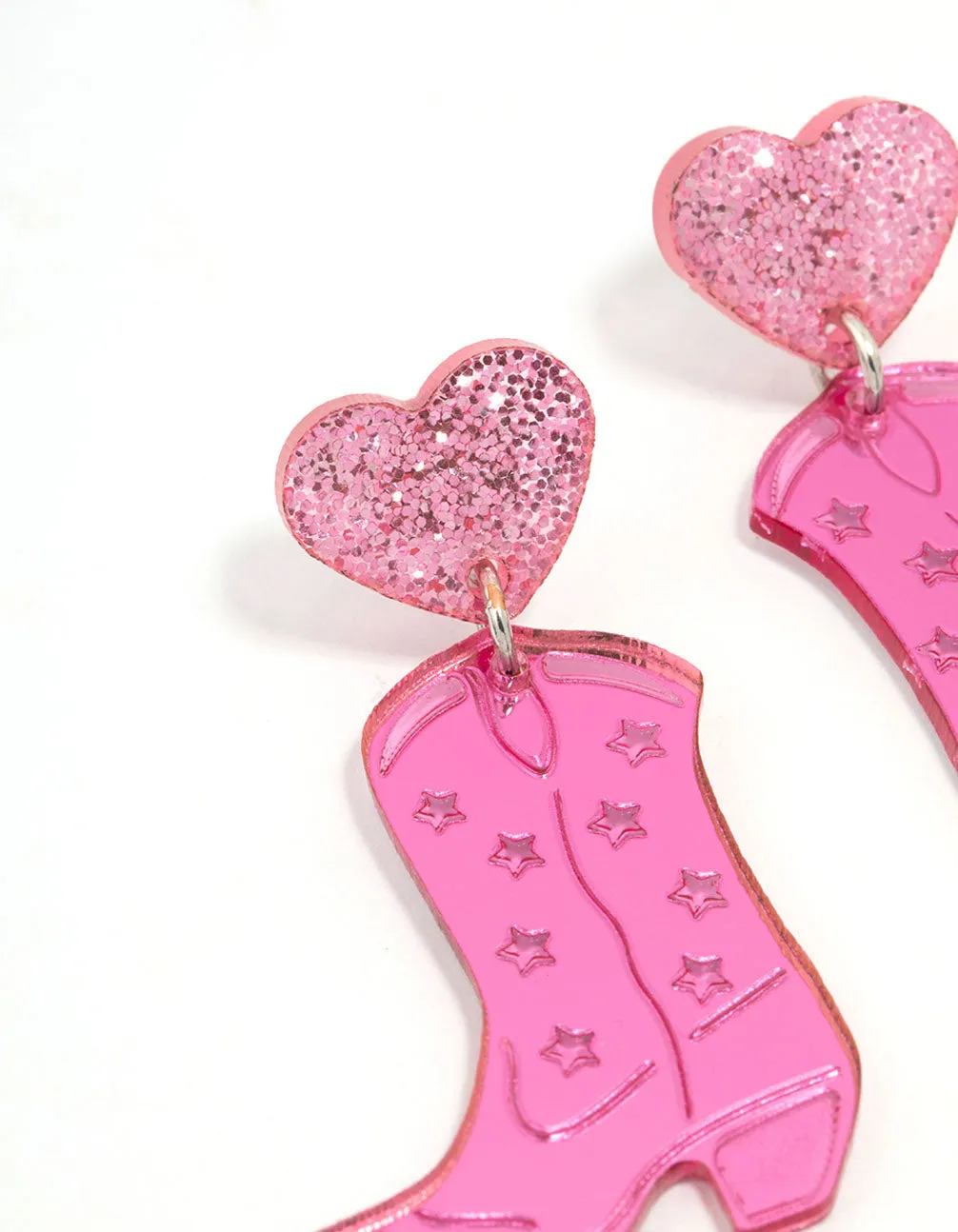 Pink Cowgirl Boot Drop Earrings