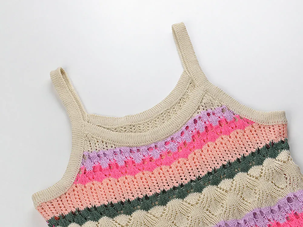 Pre Order:  Colorful Striped Knitted Camisole Dress