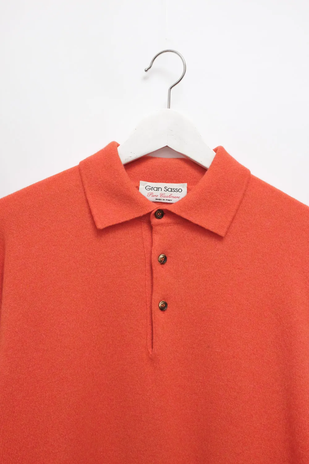 PURE CASHMERE ORANGE POLO SWEATER