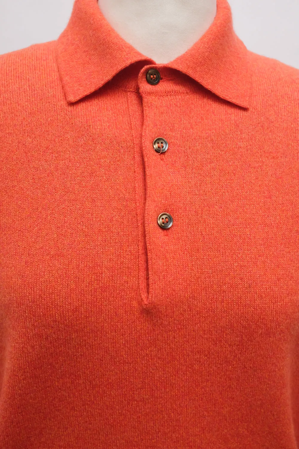 PURE CASHMERE ORANGE POLO SWEATER