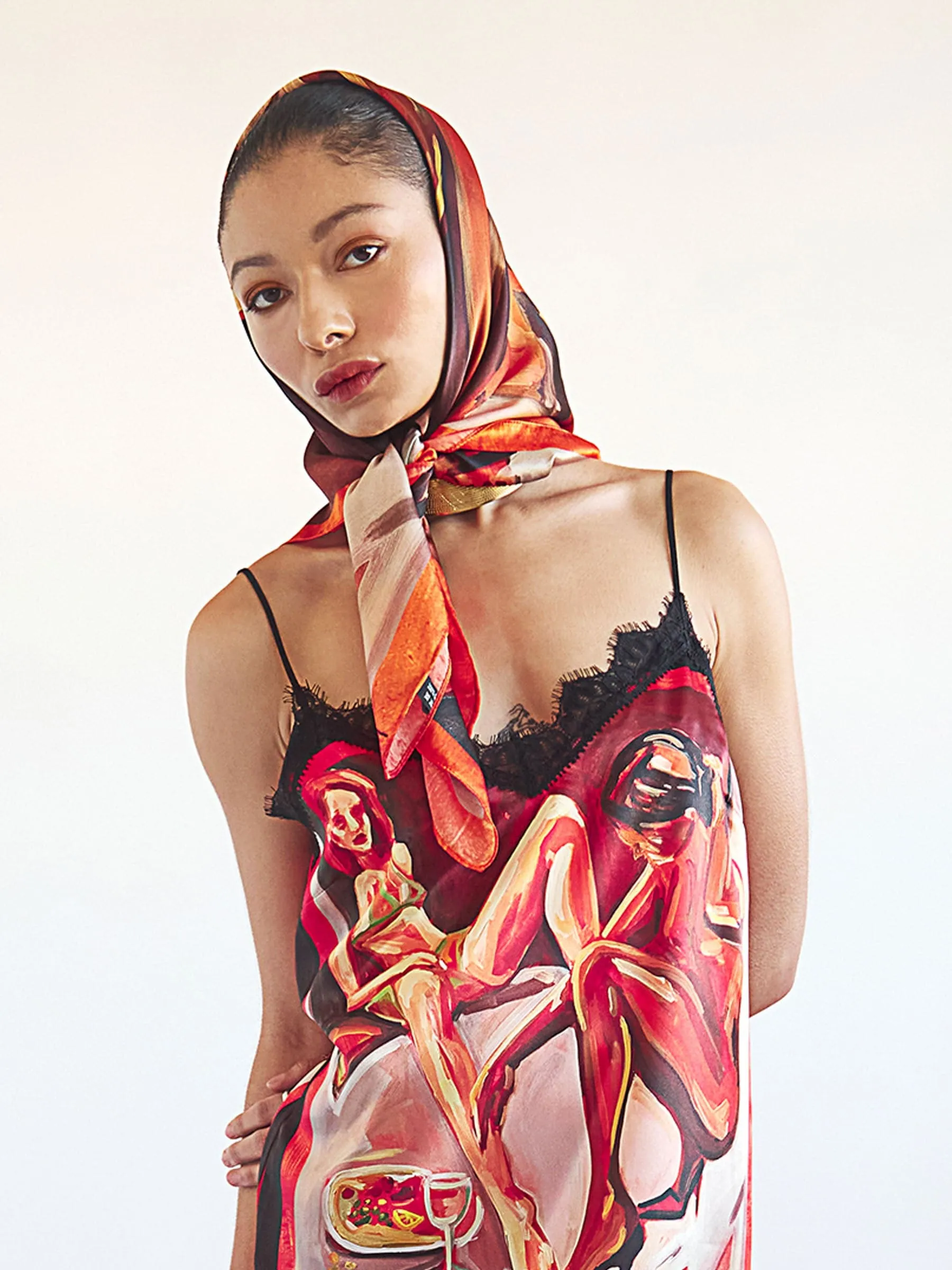 Rabôt x Avery Wheless Silk Scarf in Nectar Print