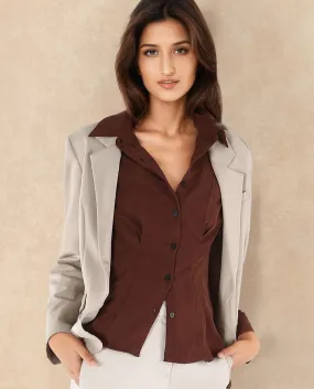 Rareism Women Mersin Brown Plain Top