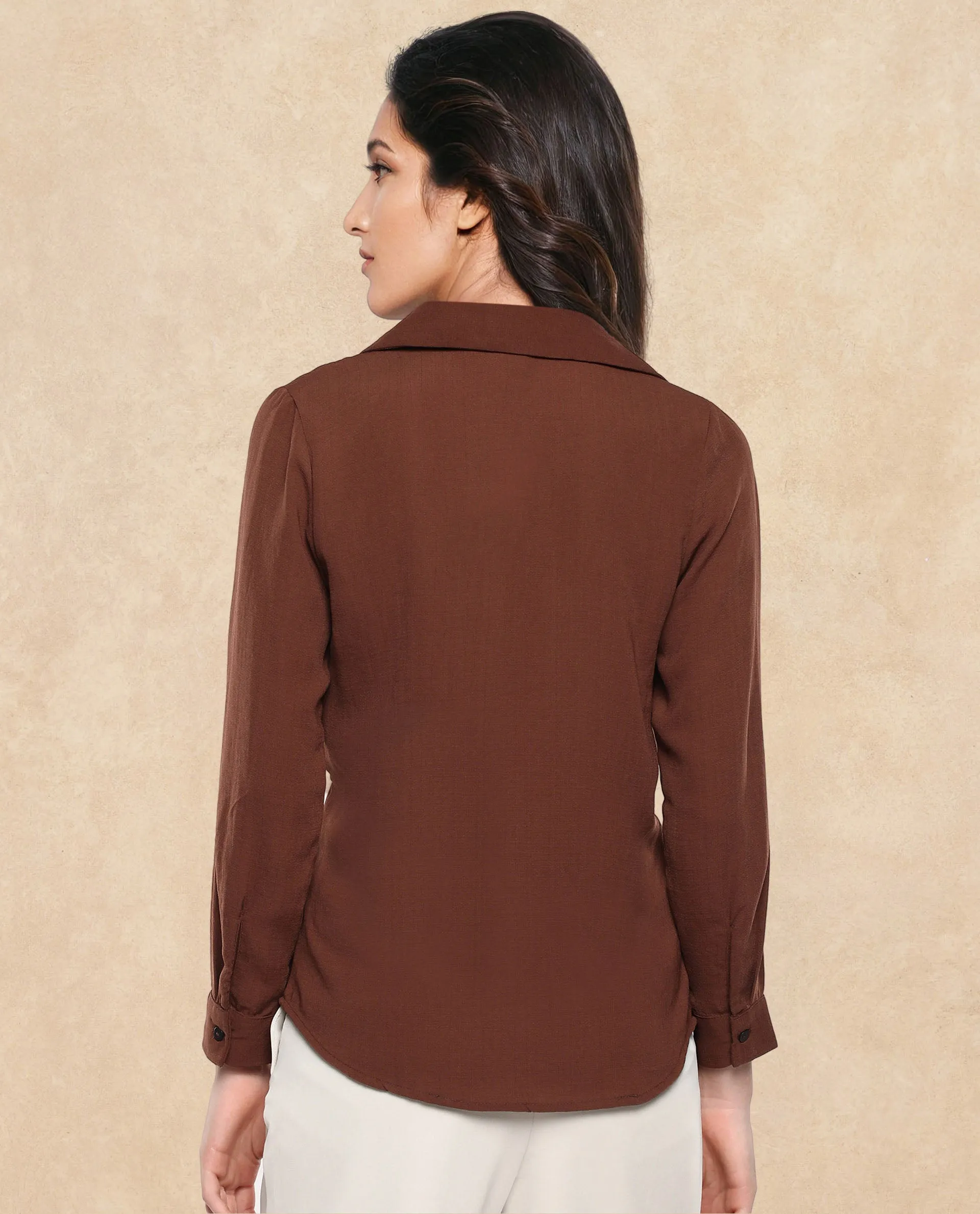 Rareism Women Mersin Brown Plain Top