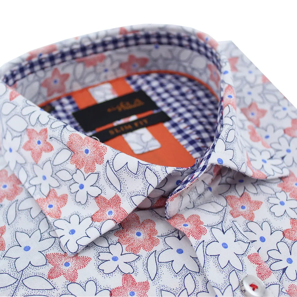 Red Geranium Flower Short Sleeve Shirt