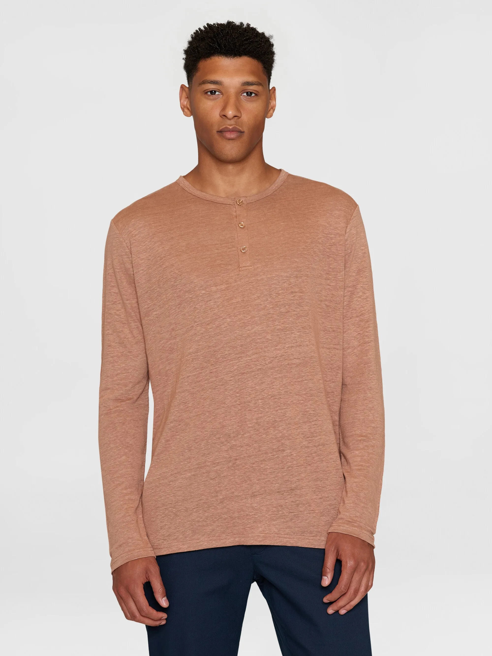 Regular linen henley - GOTS/Vegan - Chocolate Malt