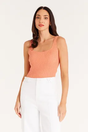 Ribbed Knit Tank - Apricot Marle