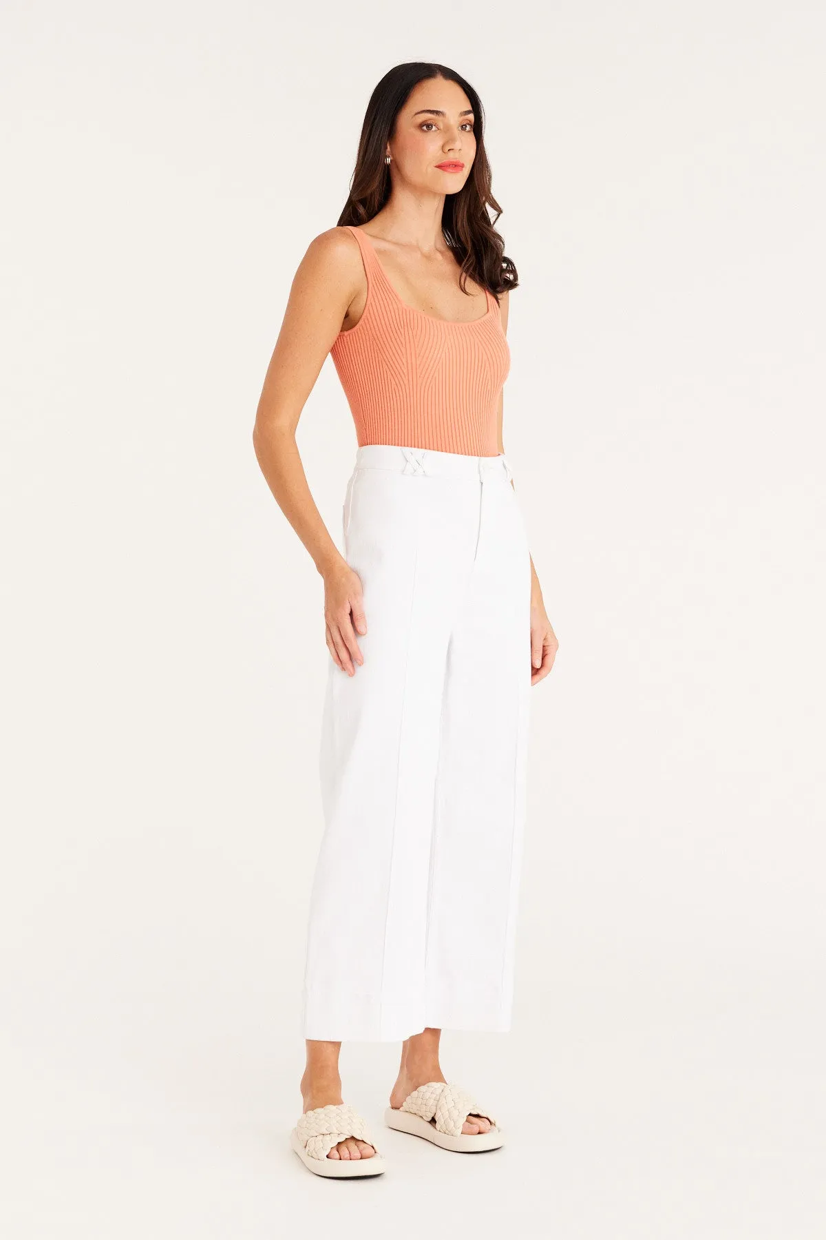 Ribbed Knit Tank - Apricot Marle