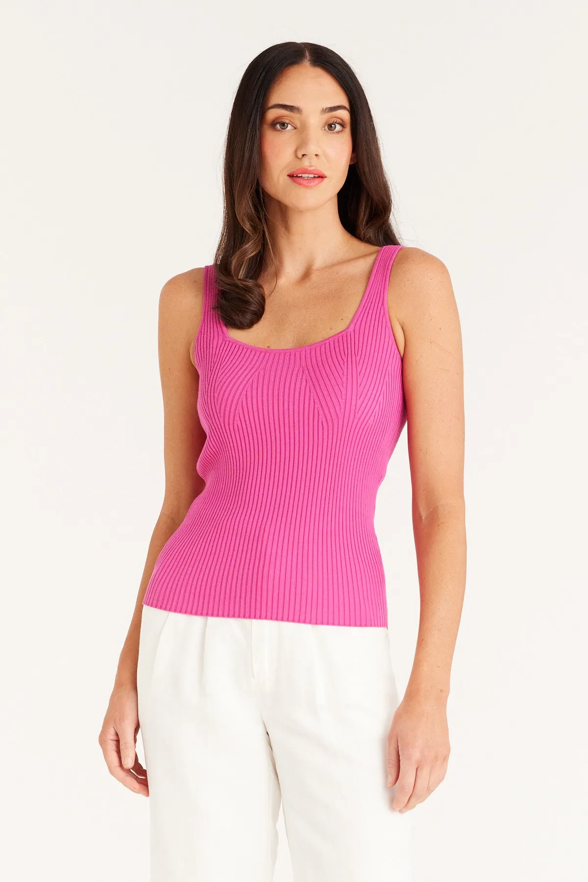 Ribbed Knit Tank - Magenta