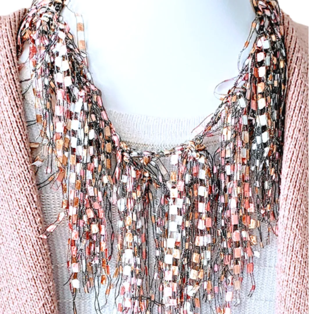 Rose Tan Scarf Statement Necklace Scarf - Limited Edition