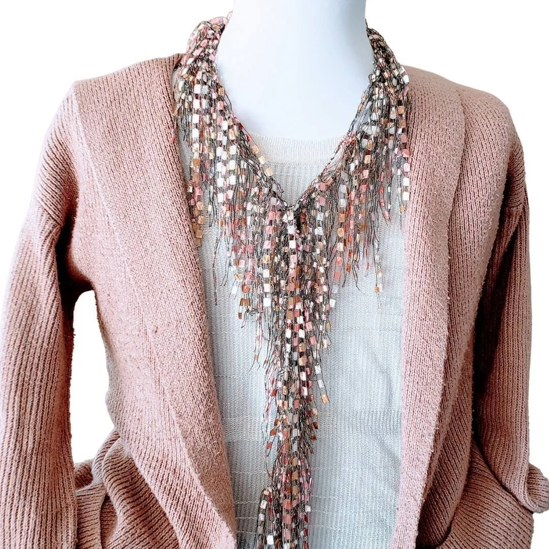 Rose Tan Scarf Statement Necklace Scarf - Limited Edition