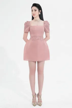 Ruth A-line Square Neck Organza Mini Dress