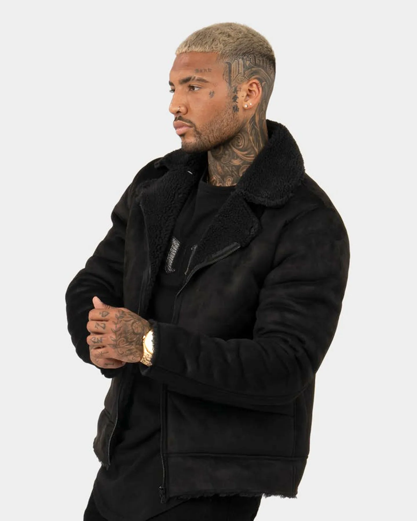 Saint Morta Renegade Sherpa Biker Jacket Black/Black