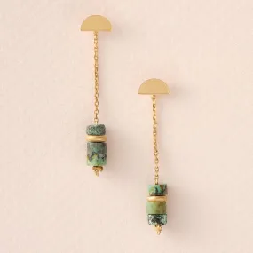 Scout Stone Meteor Thread/Jacket Earring - African Turquoise/Gold