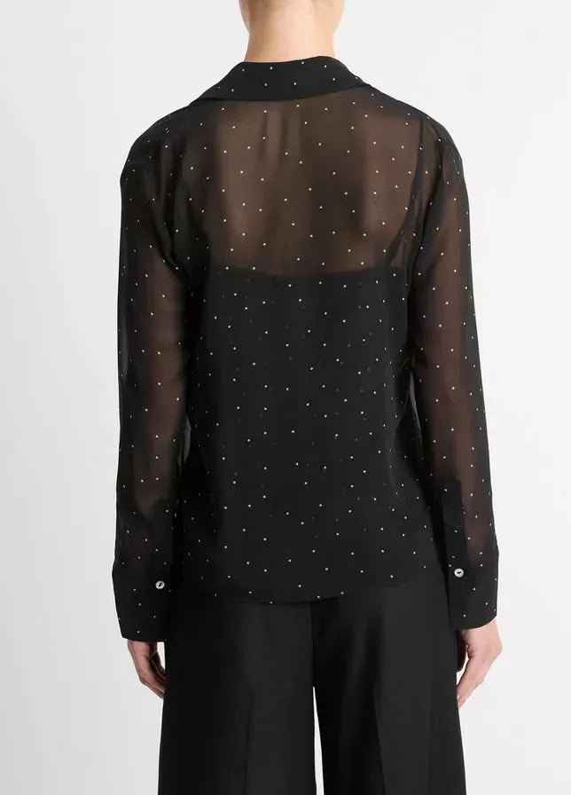 Sheer Dot Blouse with Lace Trim Cami