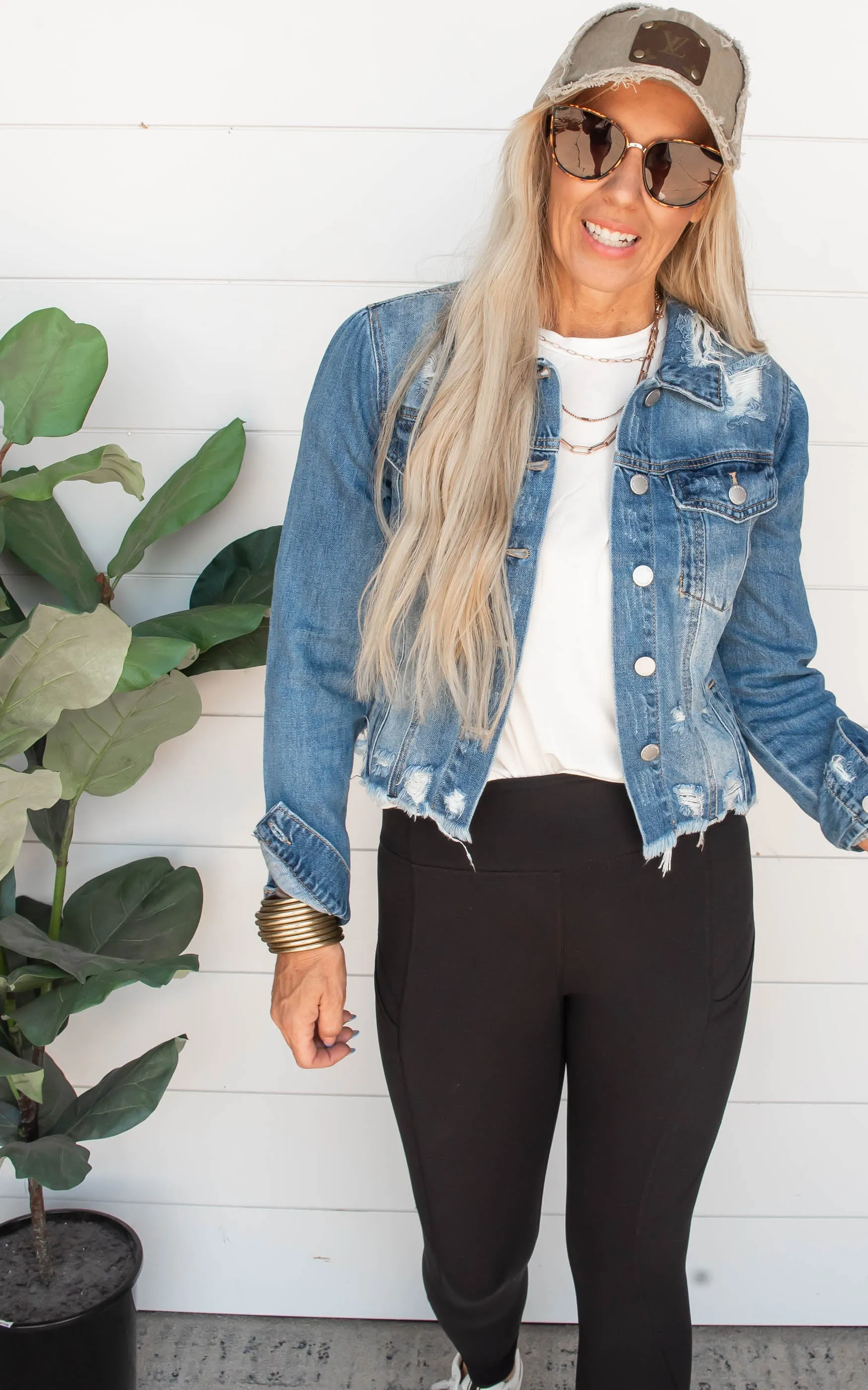 Shirring Sleeve Crop Denim Jacket