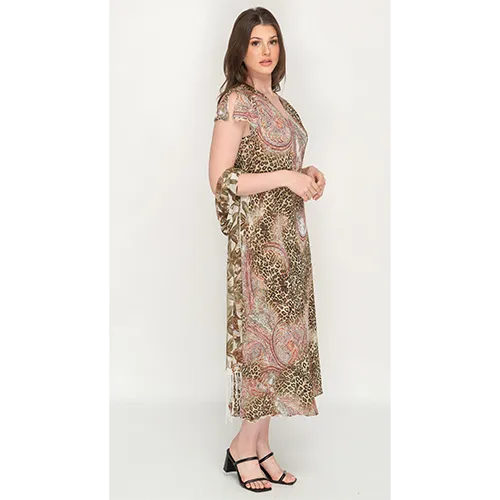 Sleeve Less Semi Long Printed 2 in 1 Reversible Dress For Women