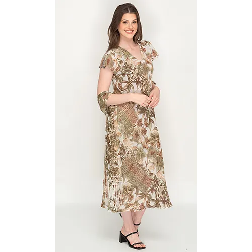 Sleeve Less Semi Long Printed 2 in 1 Reversible Dress For Women