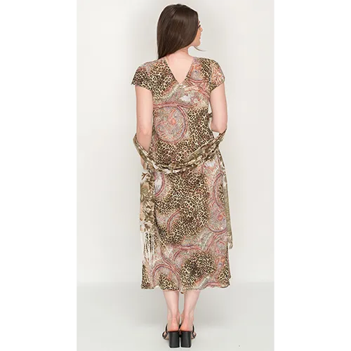 Sleeve Less Semi Long Printed 2 in 1 Reversible Dress For Women