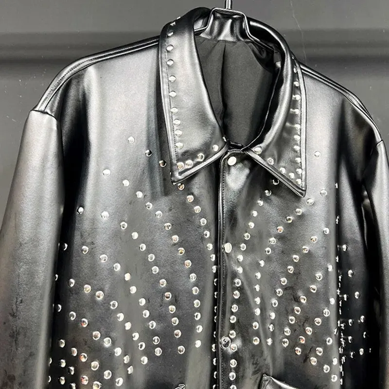 Streetwear Handmade Black Rhinestone Jacket