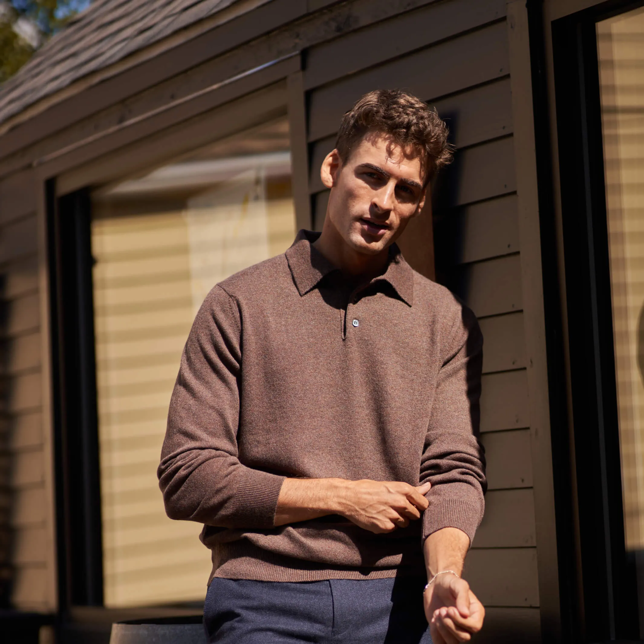 The Edgar 2-Ply Cashmere Long-Sleeve Polo