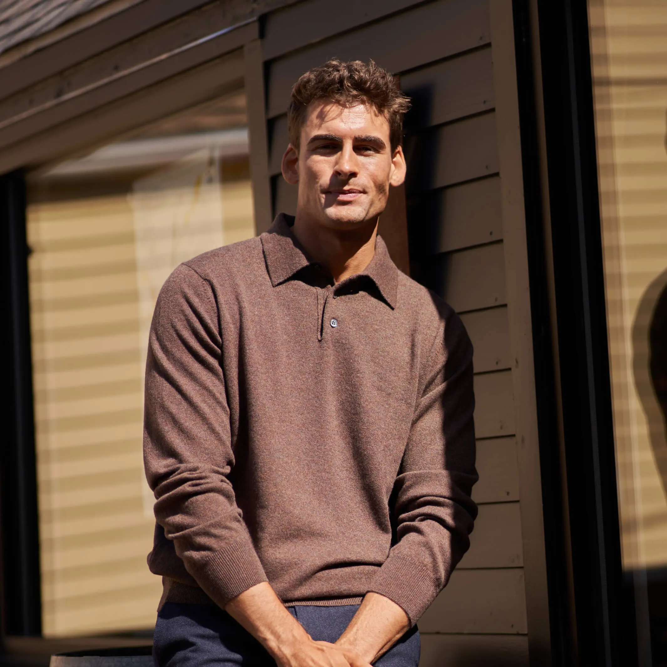 The Edgar 2-Ply Cashmere Long-Sleeve Polo