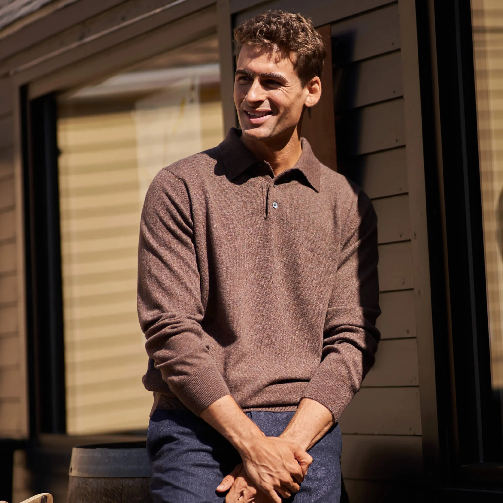 The Edgar 2-Ply Cashmere Long-Sleeve Polo