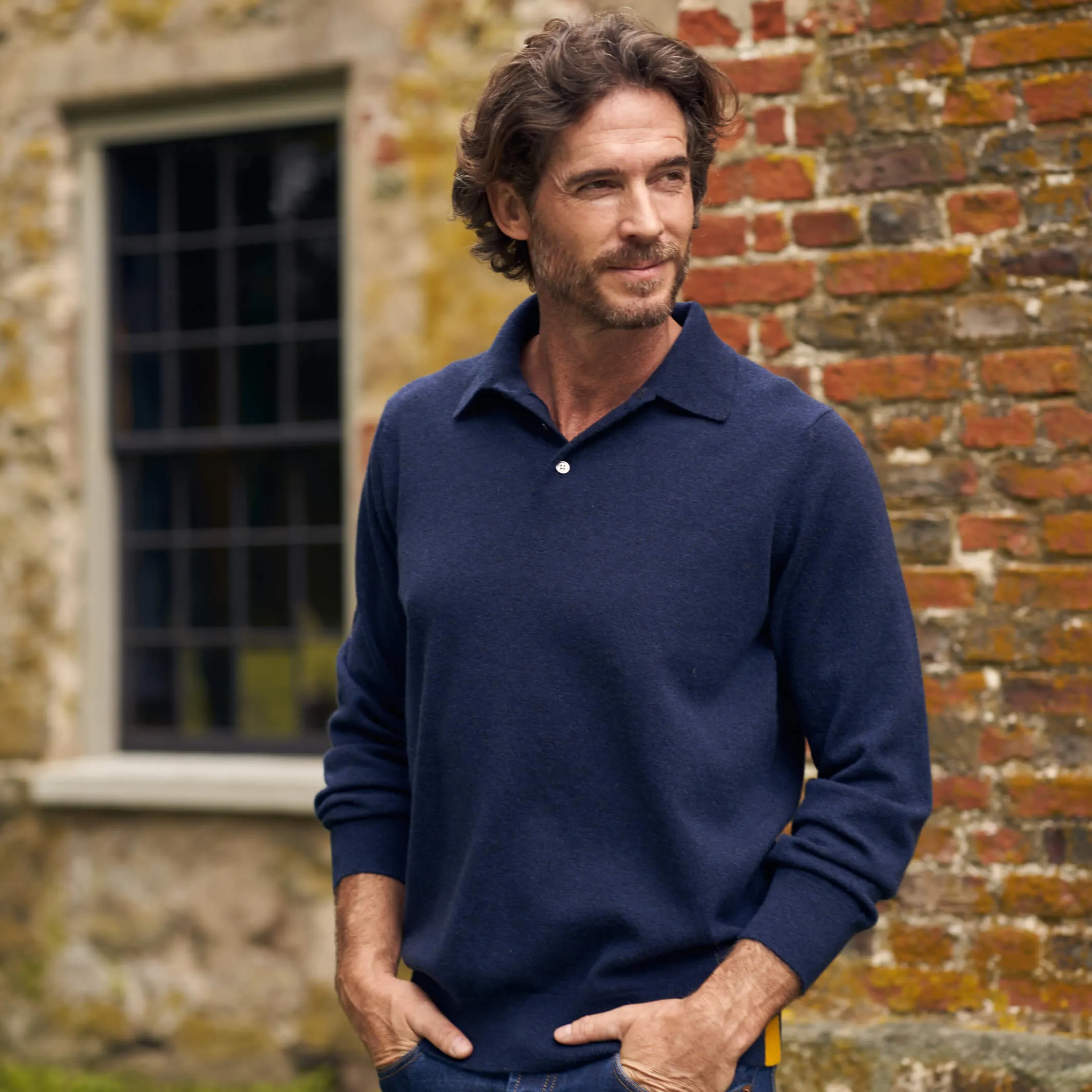 The Edgar 2-Ply Cashmere Long-Sleeve Polo