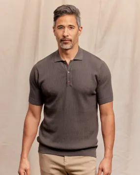 The Travis - Supima Cotton Rib Knit SS Polo - Charcoal