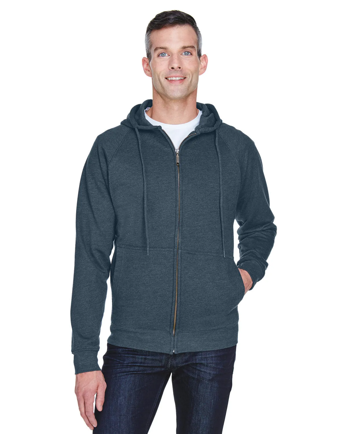 UltraClub 8463 Adult Rugged Wear Thermal-Lined Full-Zip Fleece Hooded Sweatshirt