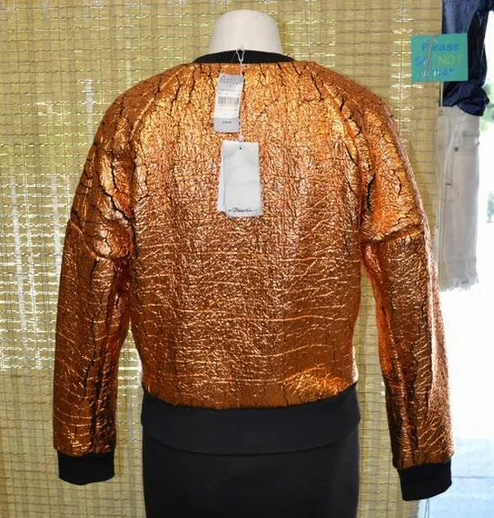 UNUSED 3.1 Phillip Lim Copper Metallic Cropped Sweatshirt Size XS