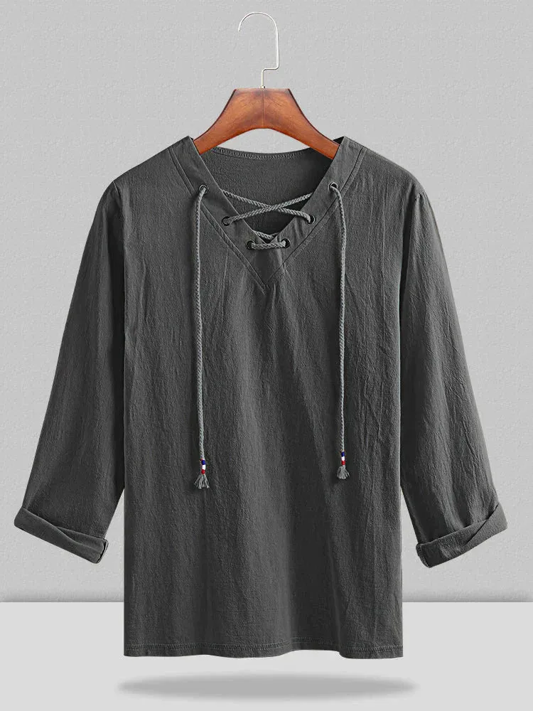 V Neck Cotton Shirt