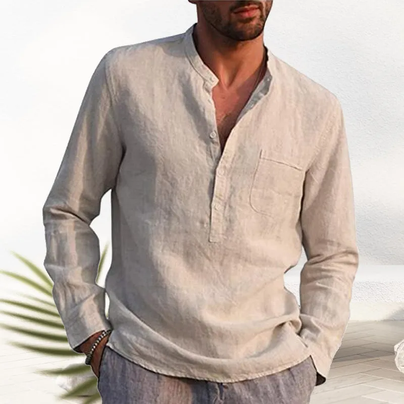 V-neck Linen Shirt