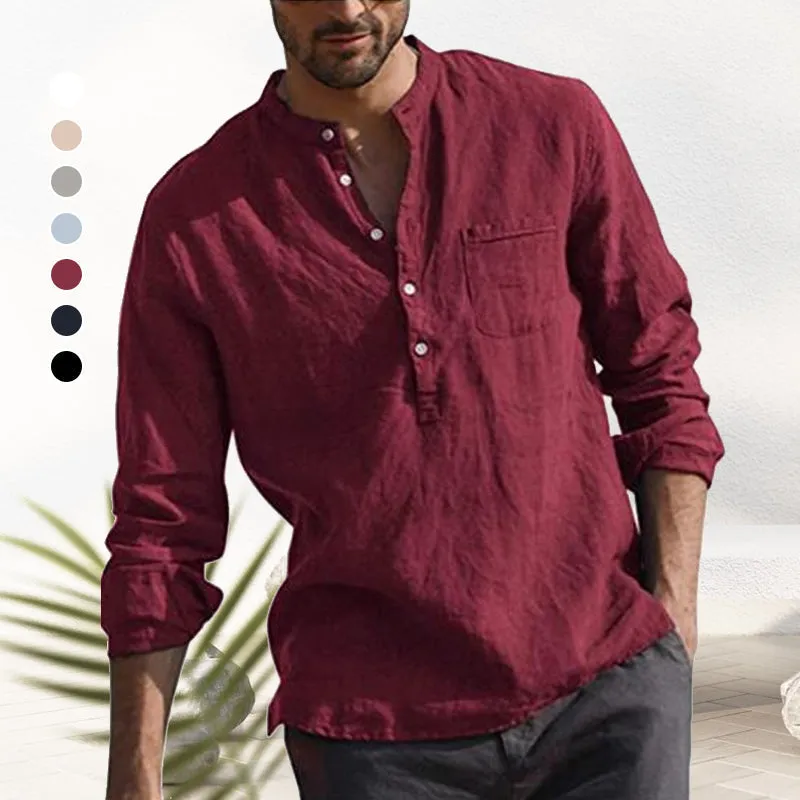 V-neck Linen Shirt