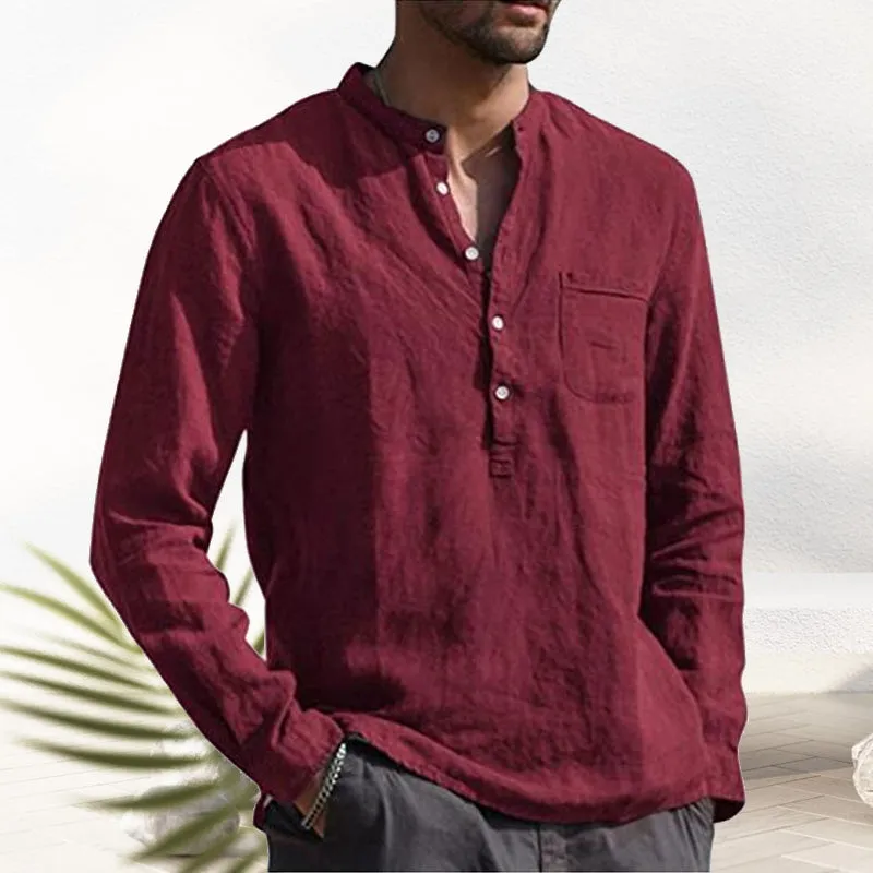 V-neck Linen Shirt