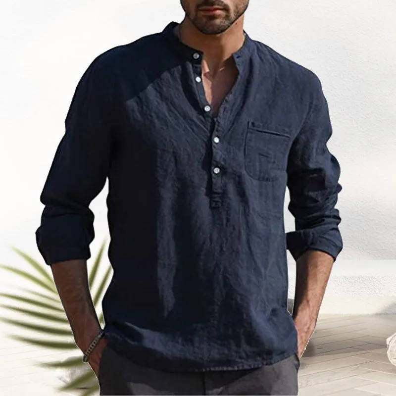 V-neck Linen Shirt