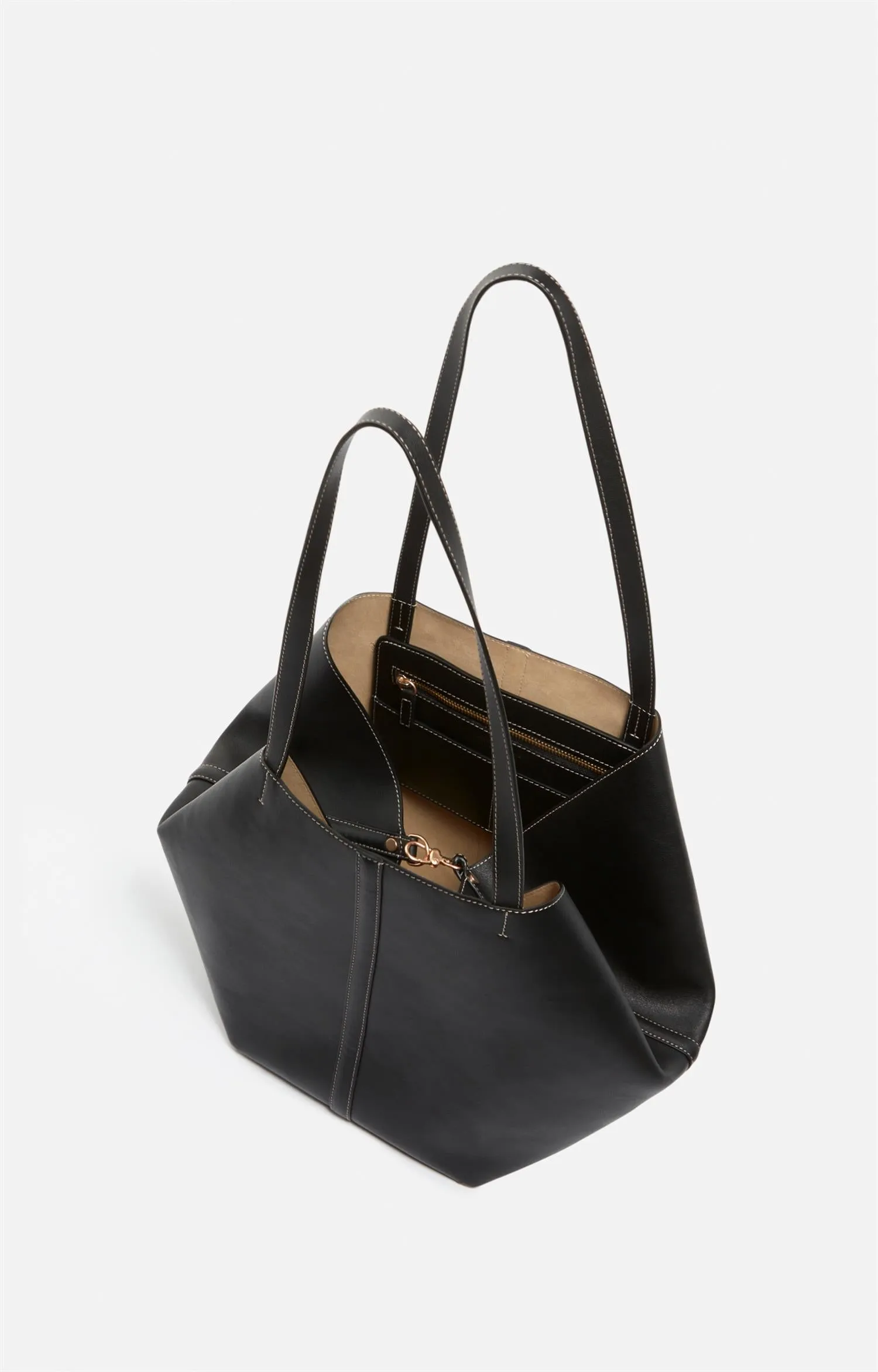 VANESSA BRUNO - Large Daily Leather Tote - Black