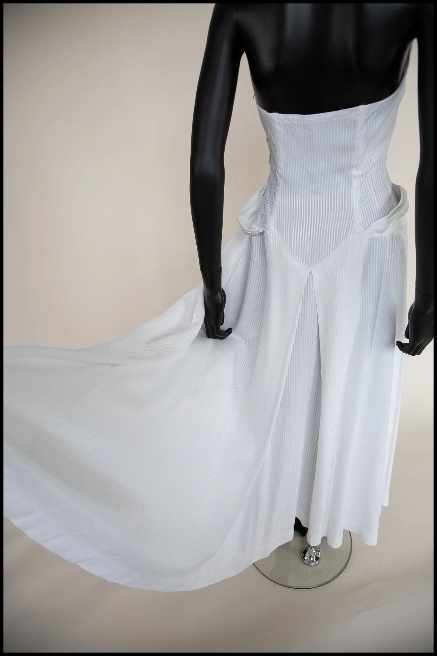 Vintage 1950s White Stripe Wedding Dress