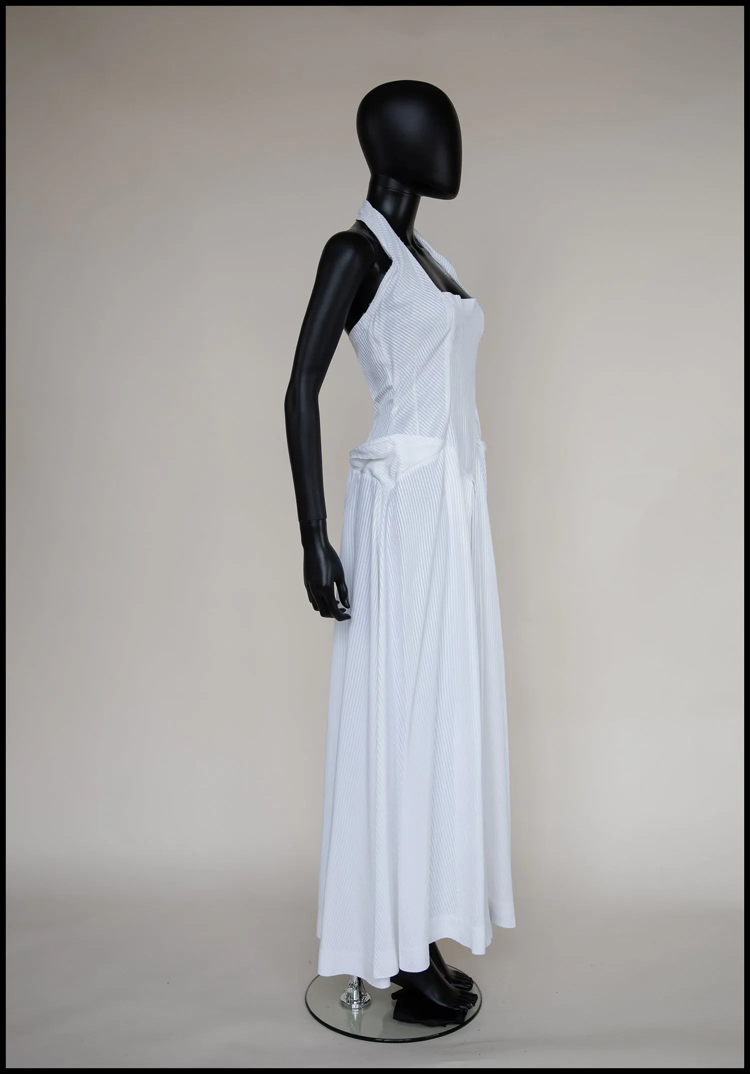 Vintage 1950s White Stripe Wedding Dress